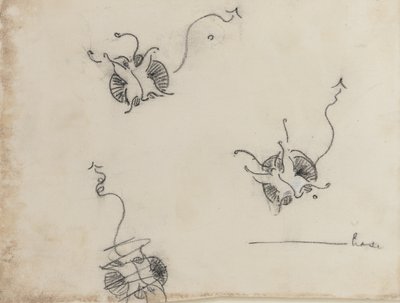 Drei Whistler-Schmetterlinge und eine zerstörte Skizze, ca. 1890 von James Abbott McNeill Whistler